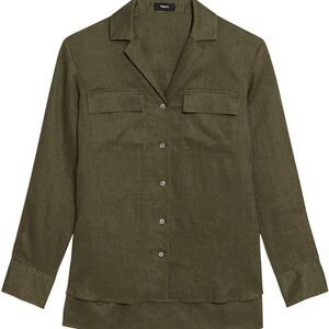 Theory Women’s Olive Linen Shirt - NWOT